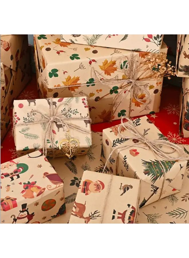 Brown Kraft Wrapping Paper 29.13x19.69 Inches Christmas Tree Red Berry Pattern Holiday Gift Wrap - Image 5