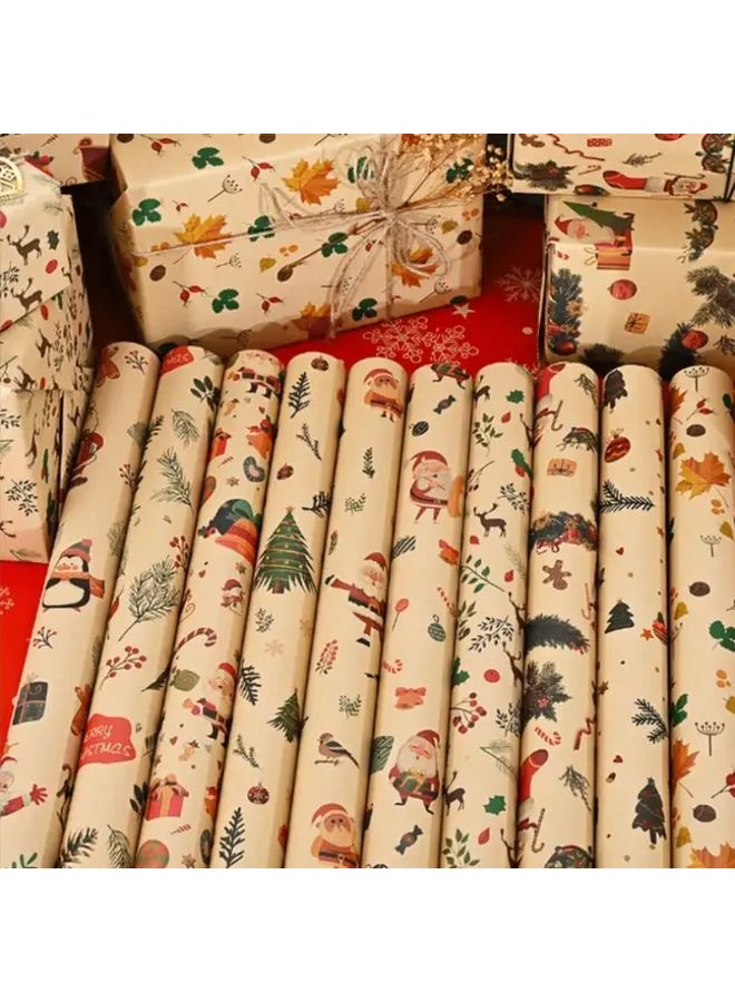 Brown Kraft Wrapping Paper 29.13x19.69 Inches Christmas Tree Red Berry Pattern Holiday Gift Wrap - Image 2