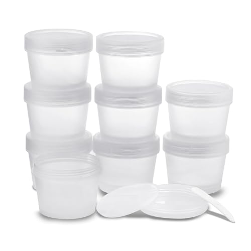 LONGWAY 34oz100ml Empty Leakproof Cosmetic Pot JarsWideMouth Plastic Mask Container with Dome Lids for Beauty Products DIY Slime Making or Travel Storage MakeUpClear - Image 1