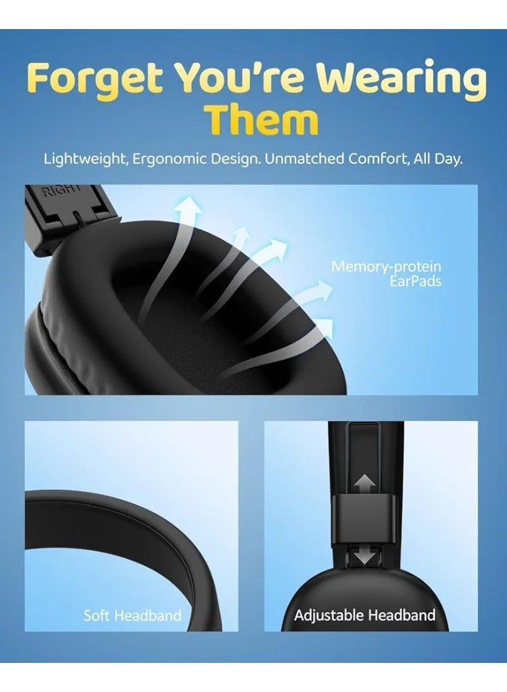 Celebrat A42 Headphones Wireless Bluetooth, Comfortable Surround Sound Bluetooth V5.4 Headset Eerphone with External Microphone & Support SD Card Hands-Free Call Voice Aware, Multi-Point Connection - Image 2