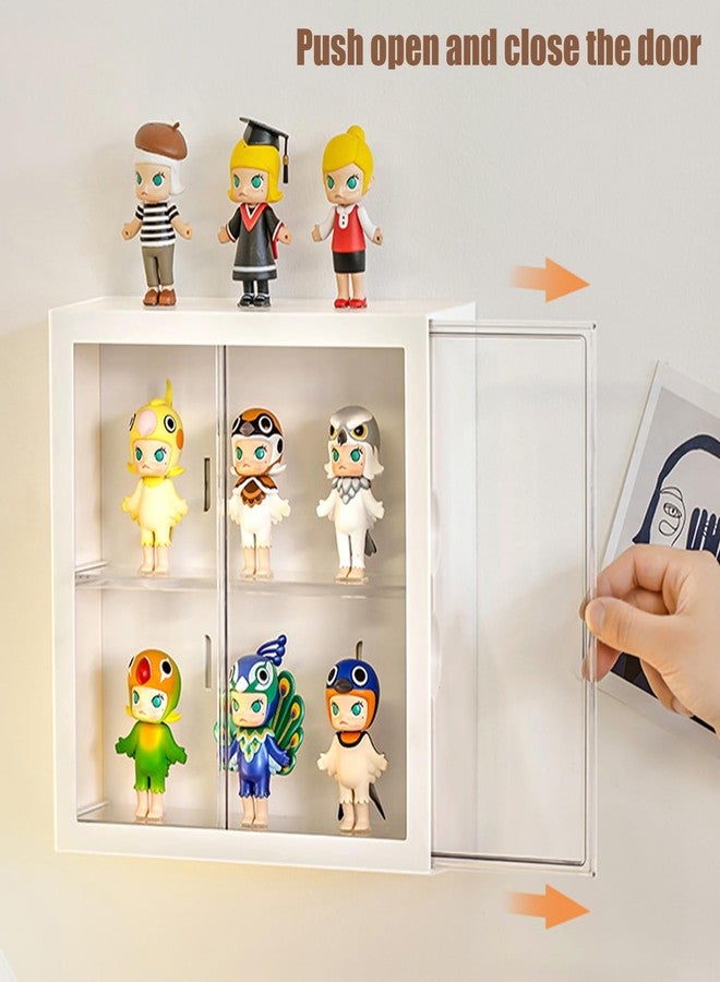 WMM Clear Display Case for Figures, Square Wall-Mounted Doll Storage Box, Adjustable Display Stand with Door Dust and Moisture Proof Suitable for Lego Collectibles Action Figures Pop Mart (Yellow) - Image 5