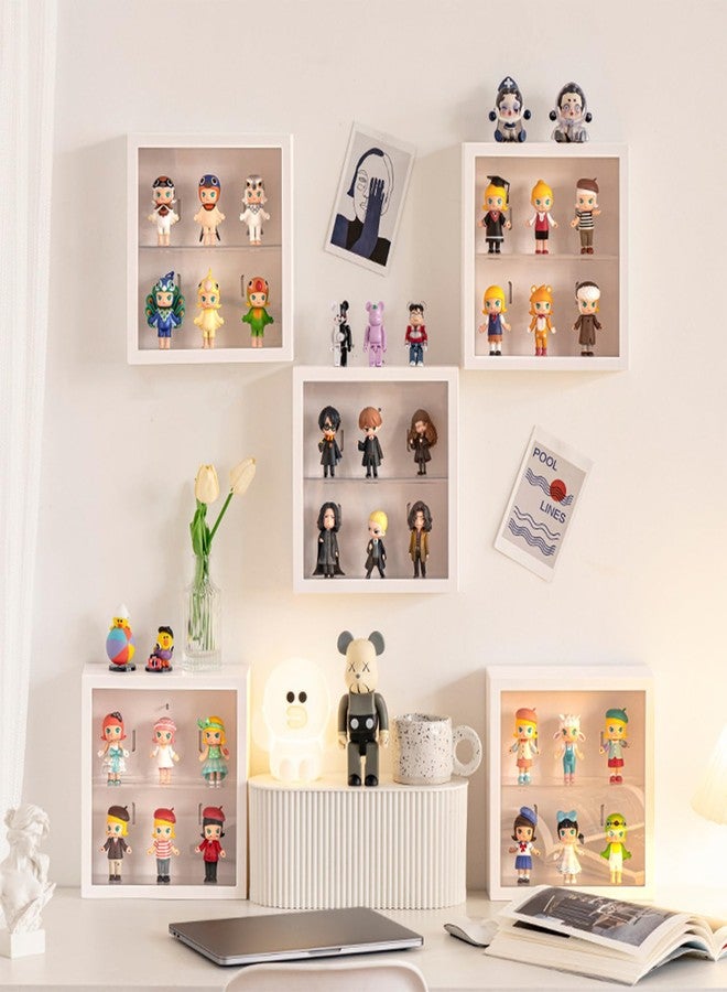 WMM Clear Display Case for Figures, Square Wall-Mounted Doll Storage Box, Adjustable Display Stand with Door Dust and Moisture Proof Suitable for Lego Collectibles Action Figures Pop Mart (Yellow) - Image 4
