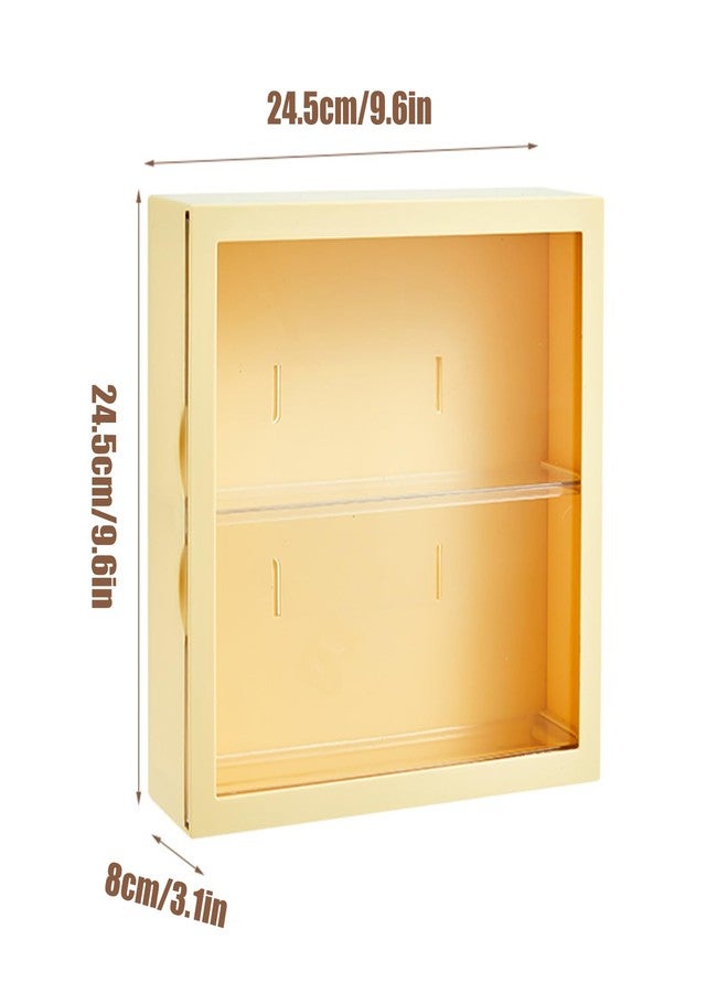 WMM Clear Display Case for Figures, Square Wall-Mounted Doll Storage Box, Adjustable Display Stand with Door Dust and Moisture Proof Suitable for Lego Collectibles Action Figures Pop Mart (Yellow) - Image 3