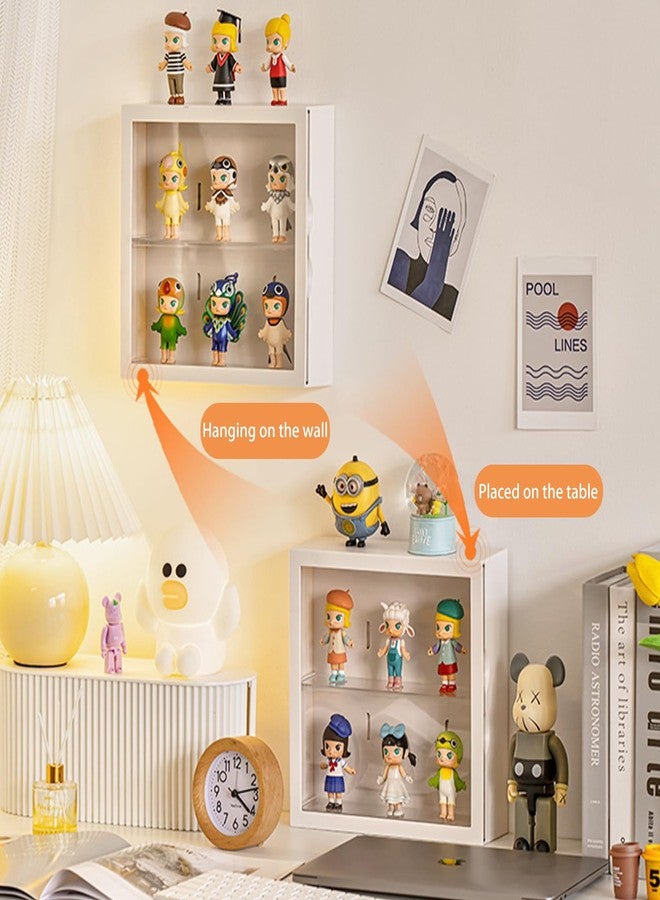 WMM Clear Display Case for Figures, Square Wall-Mounted Doll Storage Box, Adjustable Display Stand with Door Dust and Moisture Proof Suitable for Lego Collectibles Action Figures Pop Mart (Yellow) - Image 2