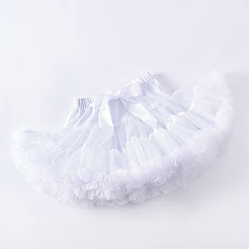 Tutu.kk Baby Girls Tutu Skirt Princess Fluffy Soft Chiffon Ballet Birthday Party Pettiskirt White XS - Image 2
