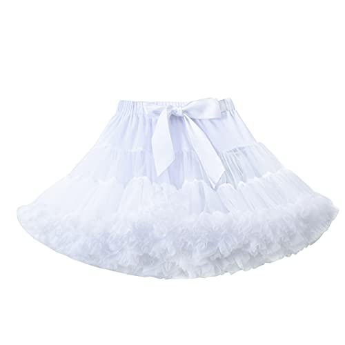 Tutu.kk Baby Girls Tutu Skirt Princess Fluffy Soft Chiffon Ballet Birthday Party Pettiskirt White XS - Image 1