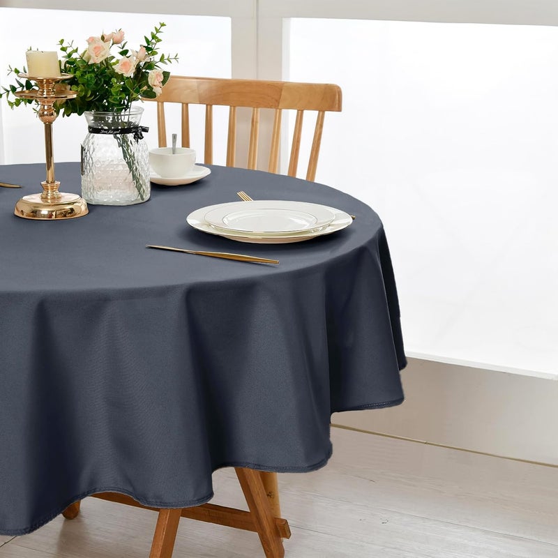 DWCN Grey Round Tablecloth, 120 cm, Stain Protection, Washable Table Linen, Waterproof Tablecloth for Dining Room, Garden, Party, Weddings or Home - Image 2