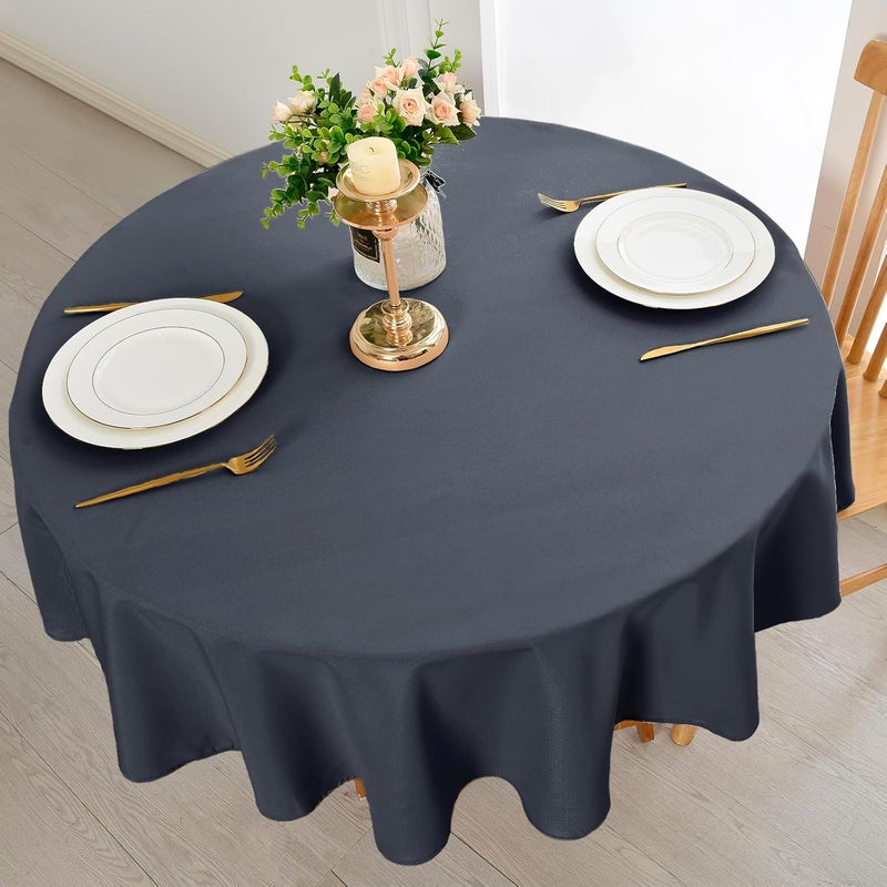 DWCN Grey Round Tablecloth, 120 cm, Stain Protection, Washable Table Linen, Waterproof Tablecloth for Dining Room, Garden, Party, Weddings or Home - Image 4