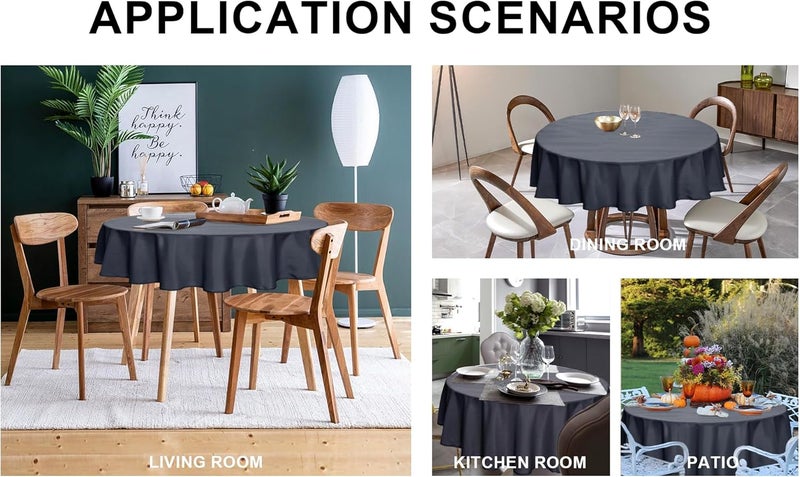 DWCN Grey Round Tablecloth, 120 cm, Stain Protection, Washable Table Linen, Waterproof Tablecloth for Dining Room, Garden, Party, Weddings or Home - Image 5