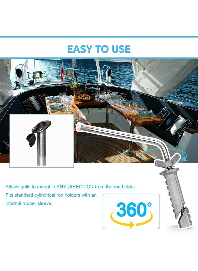 TOPOWN Aluminum Marine Kettle Pow'R Grip Fish Rod Holder Mount-Fits Standard Cylindrical Rod Holders With An Internal Rubber Sleeve Boat Grills With Rod Holder Mount Marine Rod Holders - Image 3