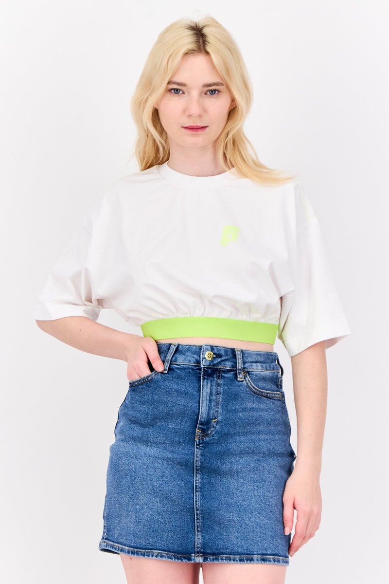 ESPRIT Women Crew Neck Graphic Print Blouse, White - Image 1