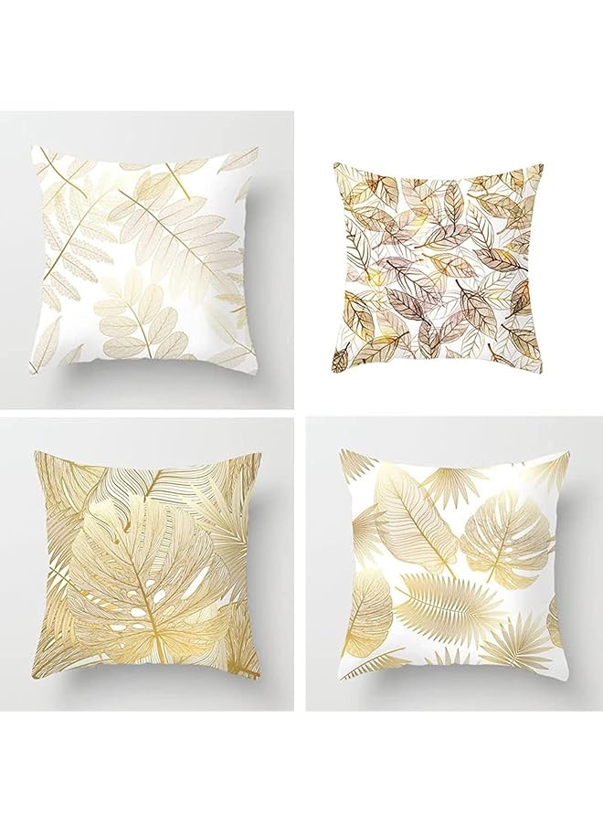 أغطية وسائد ناعمة لغرفة المعيشة وغرفة النوم وديكور المنزل وغطاء وسادة مربع مقاس 18 × 18 بوصة، مجموعة من 4 قطع