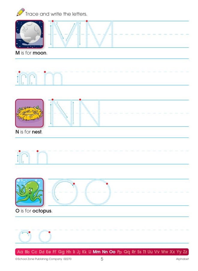 School Zone Alphabet Workbook - 64 Pages, Ages 3 to 5, Preschool, ABC's, Letters, Tracing, Alphabetical Order, and More (School Zone Get Ready!™ Book Series) - Image 2