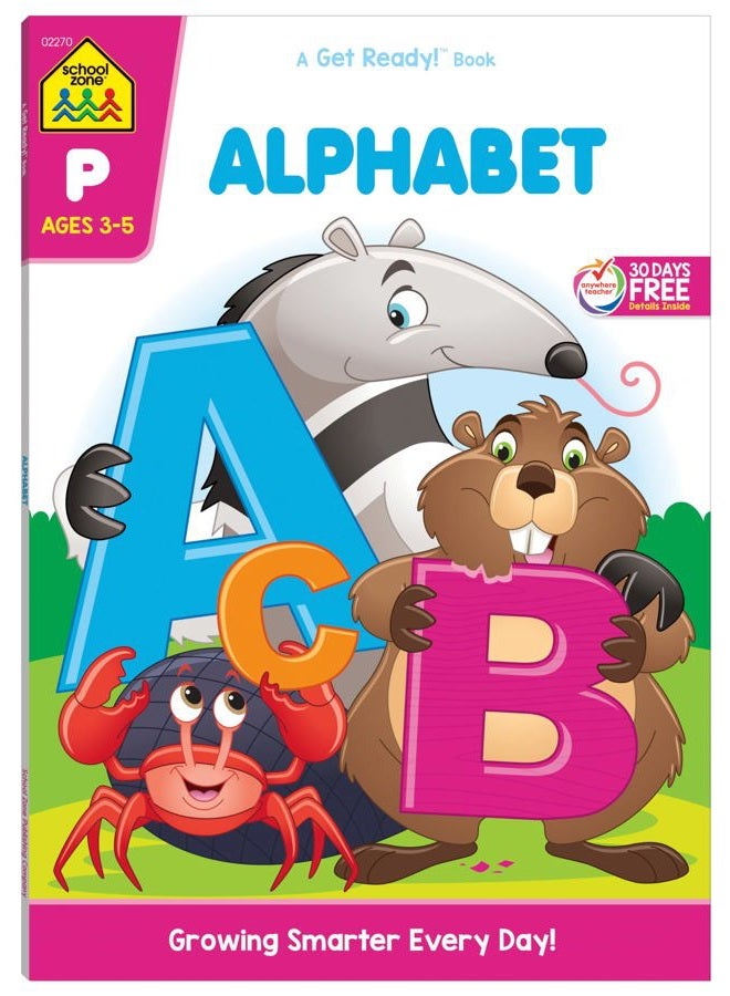 School Zone Alphabet Workbook - 64 Pages, Ages 3 to 5, Preschool, ABC's, Letters, Tracing, Alphabetical Order, and More (School Zone Get Ready!™ Book Series) - Image 1