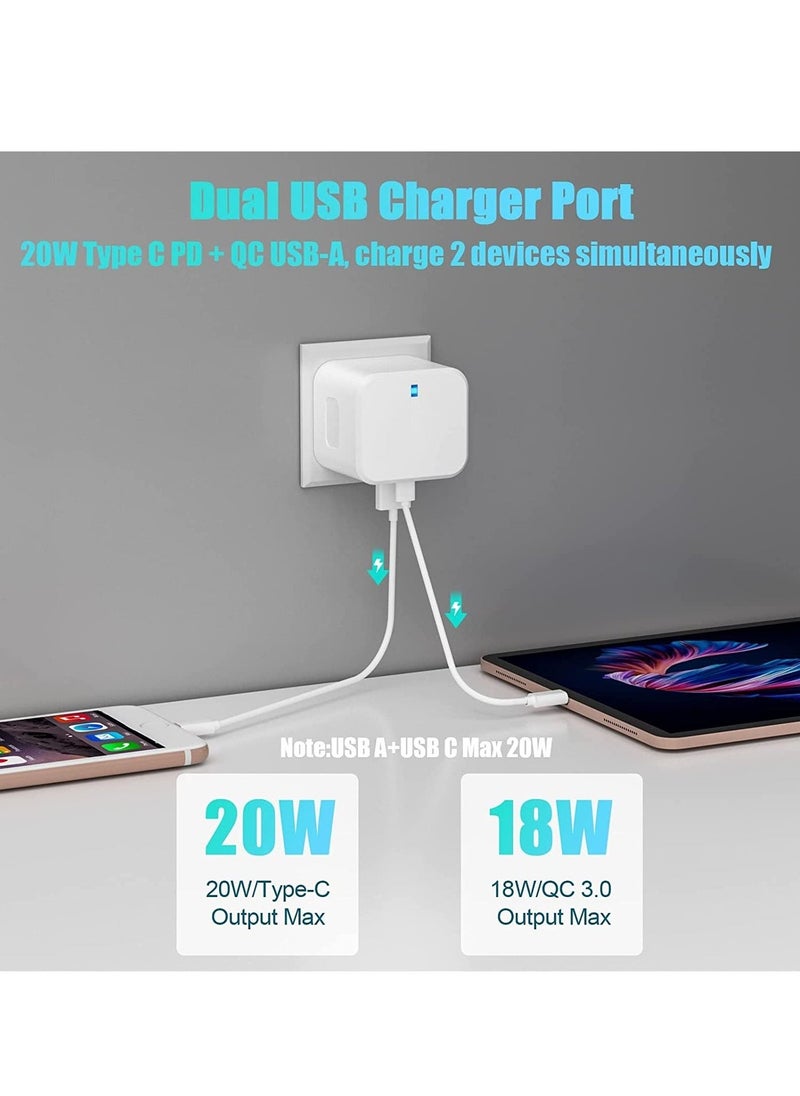 USB C Charger, Necomi 20W Fast Charge Wall Plug, 2 Ports PD&QC 3.0 Fast Charger Plug Compatible for iPhone 14/14 Pro,13/13 Pro 12/12 Pro/12 Pro Max/11/XS/XR, iPad, Galaxy, Huawei etc - Image 3