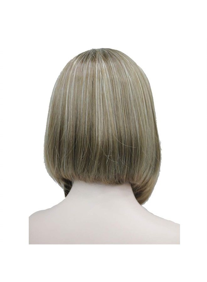 Lydell Short Straight Bob Headband Wig 3/4 wig short half Synthetic hair wig (12TT26 Brown with Highlights) - Image 3