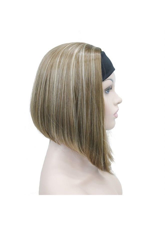Lydell Short Straight Bob Headband Wig 3/4 wig short half Synthetic hair wig (12TT26 Brown with Highlights) - Image 2