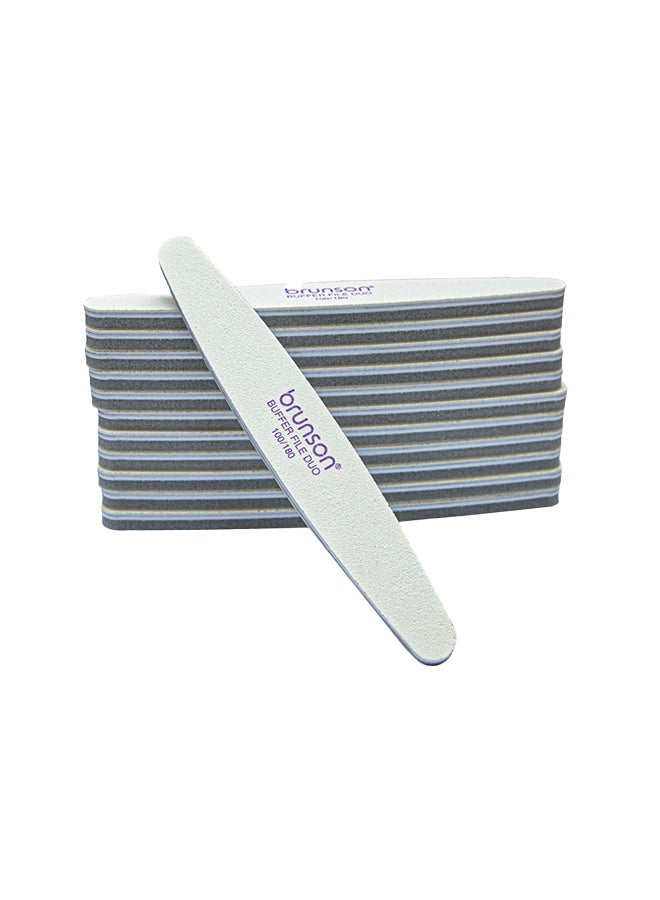 brunson 12 Pieces Natural Manicure Pedicure Polisher Sanding Nails Filer Cushion-Nail OVAL Shape Duo Gray - Image 2