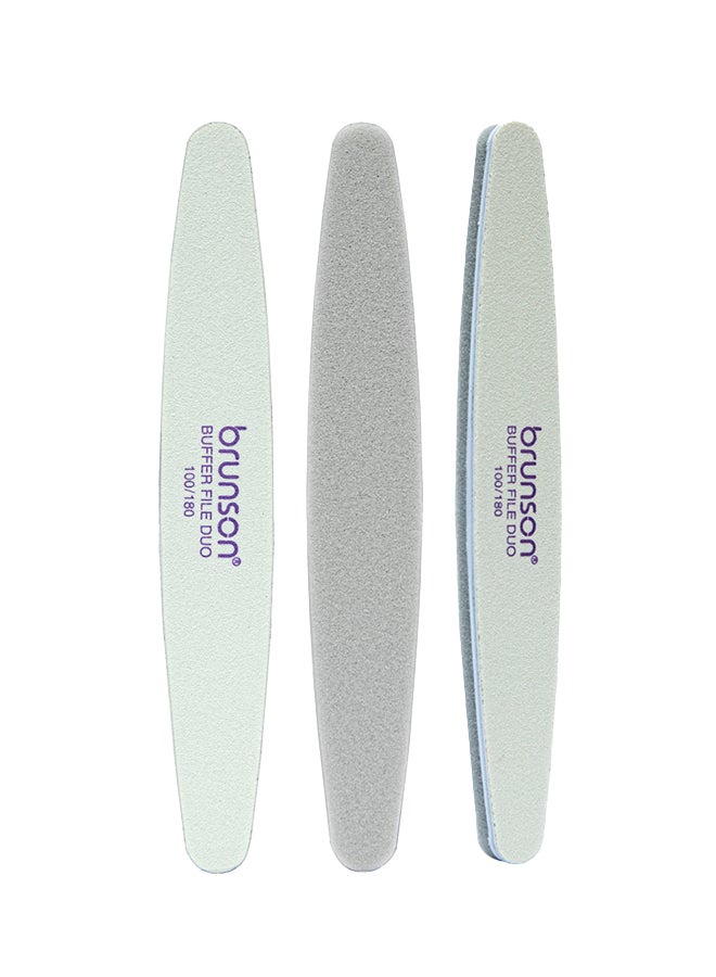 brunson 12 Pieces Natural Manicure Pedicure Polisher Sanding Nails Filer Cushion-Nail OVAL Shape Duo Gray - Image 1