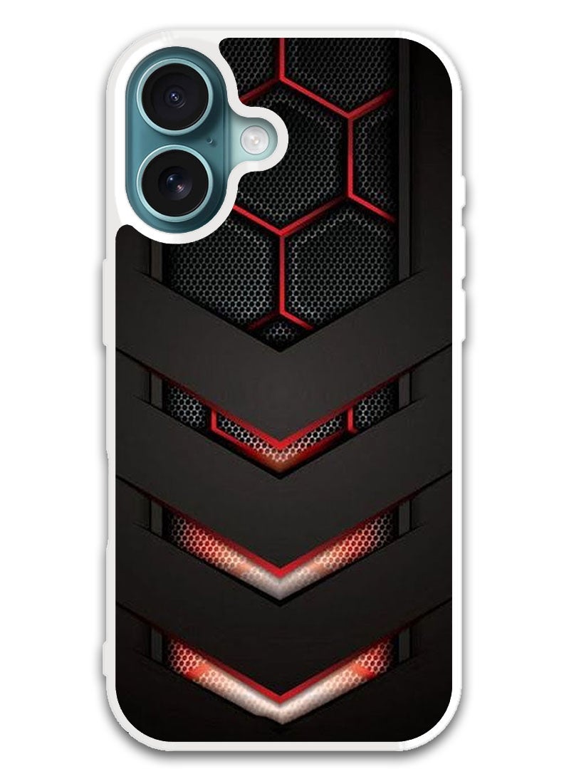 Theodor Protective Case Cover For APPLE IPHONE 16 red & black (White Bumper) - Image 1