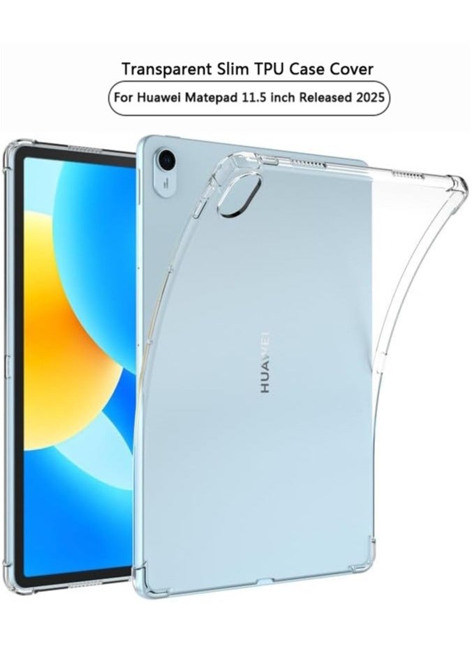 Case for Huawei Matepad 11.5 inch Released 2025, Shockproof Impact Resistant Flexible Cover, Anti-Scratch Transparent Clear TPU Protective Shell -Clear - Image 1