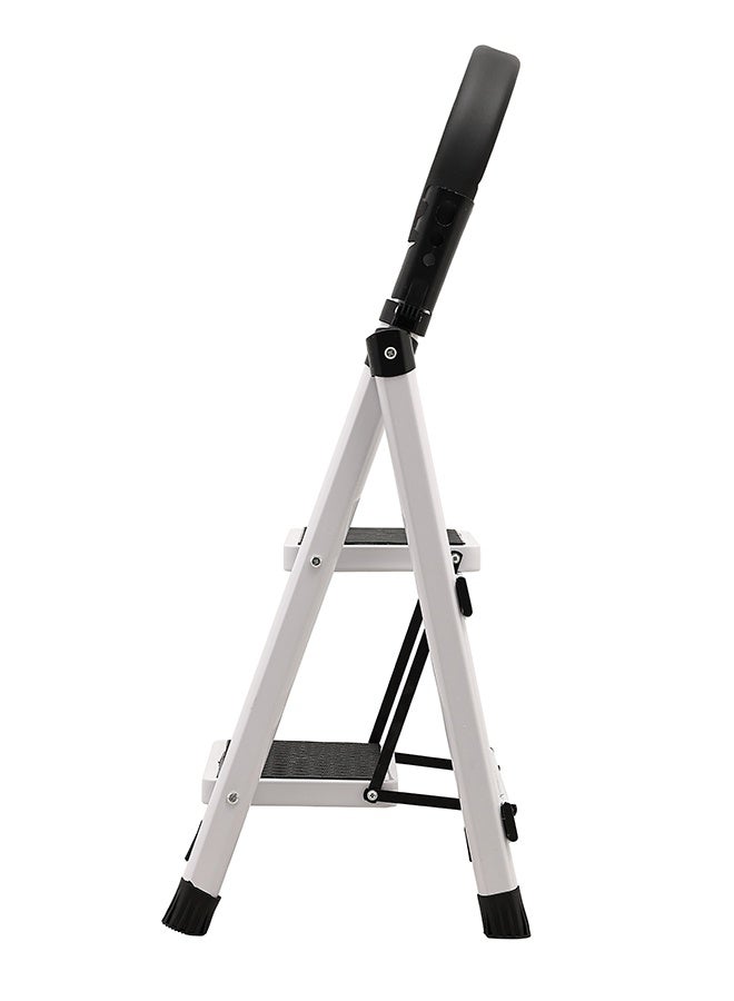 LAWAZIM Pro7 2-Step Folding Ladder With Tools Hanger - White - 120kg Load Capacity Step Stool with Convenient Handgrip, Tools Holder Rack, Anti-Slip Pedals - Multi-Use Ladder for Kitchen & Household - Image 3
