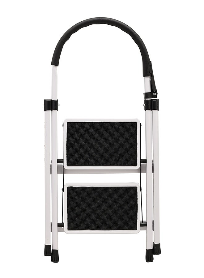 LAWAZIM Pro7 2-Step Folding Ladder With Tools Hanger - White - 120kg Load Capacity Step Stool with Convenient Handgrip, Tools Holder Rack, Anti-Slip Pedals - Multi-Use Ladder for Kitchen & Household - Image 4