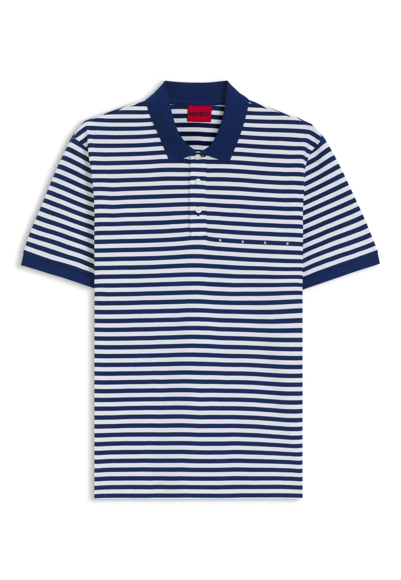 Cotton-piqué polo shirt with horizontal stripe