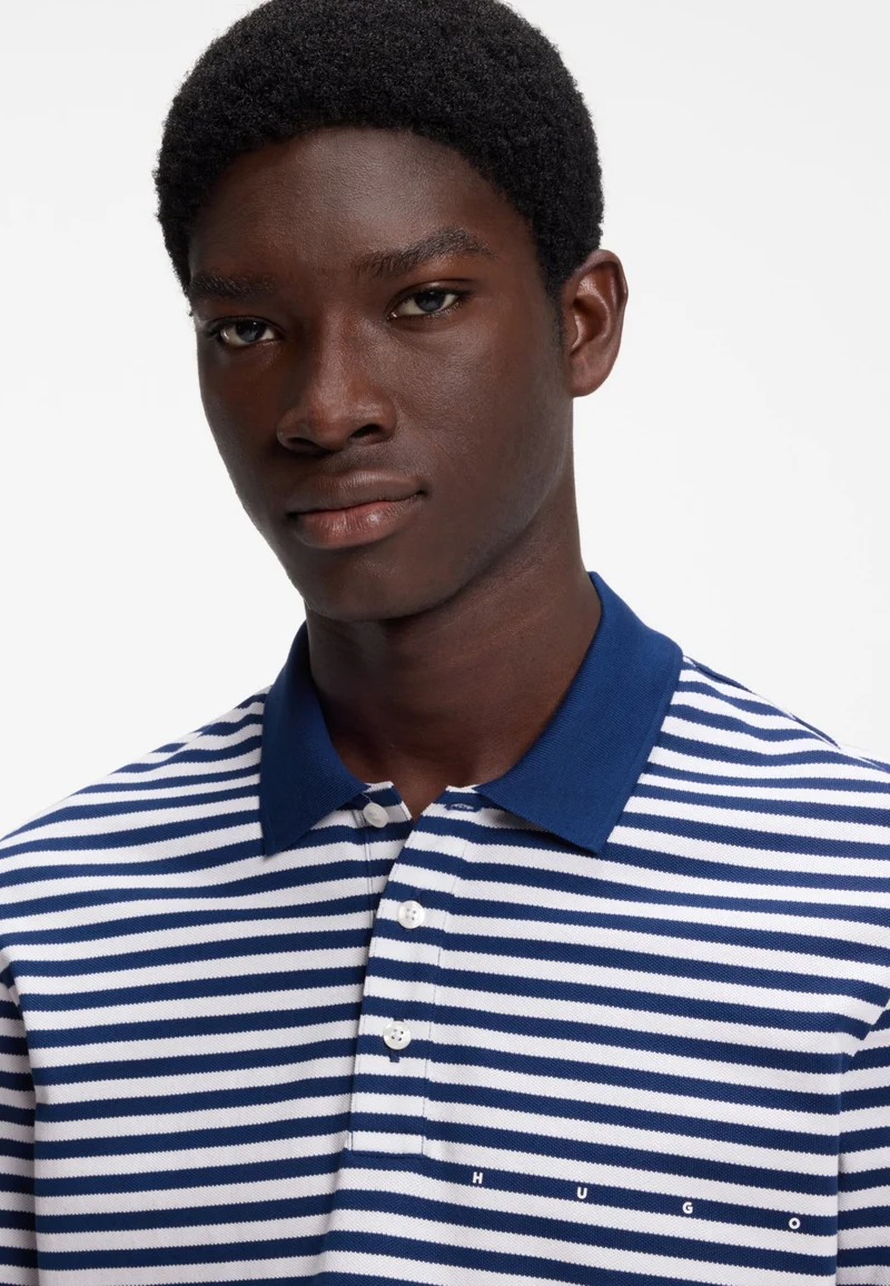 HUGO Patterned Cotton-piqué polo shirt with horizontal stripe for Men | Best Price UAE