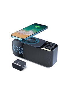 General Newest Alarm Clock Radio with Wireless Charging Bluetooth Speaker,Digital Alarm Clock with Adjustable LED Night Light,Dual Alarm,Alarm Clock for Bedroom,Home,Adaptor  - Image 1