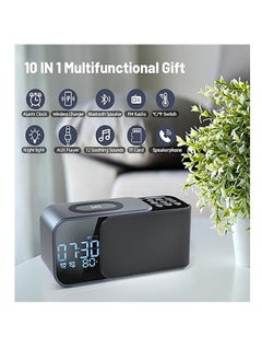 General Newest Alarm Clock Radio with Wireless Charging Bluetooth Speaker,Digital Alarm Clock with Adjustable LED Night Light,Dual Alarm,Alarm Clock for Bedroom,Home,Adaptor  - Image 2
