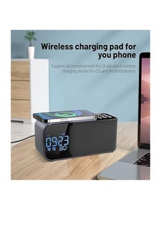 General Newest Alarm Clock Radio with Wireless Charging Bluetooth Speaker,Digital Alarm Clock with Adjustable LED Night Light,Dual Alarm,Alarm Clock for Bedroom,Home,Adaptor  - Image 3
