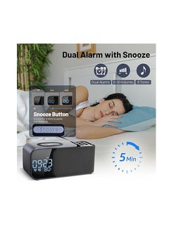 General Newest Alarm Clock Radio with Wireless Charging Bluetooth Speaker,Digital Alarm Clock with Adjustable LED Night Light,Dual Alarm,Alarm Clock for Bedroom,Home,Adaptor  - Image 4