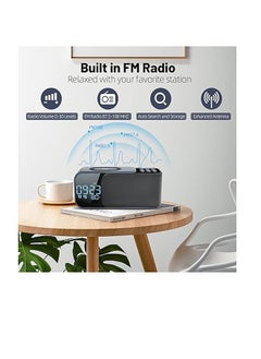 General Newest Alarm Clock Radio with Wireless Charging Bluetooth Speaker,Digital Alarm Clock with Adjustable LED Night Light,Dual Alarm,Alarm Clock for Bedroom,Home,Adaptor  - Image 5