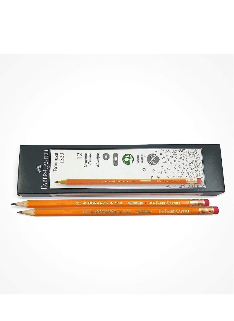 FABER-CASTELL - Faber-Castell Writing Combo Pack, Bonanza Graphite Pencil HB 2box(24pcs) + PVC Free Eraser 2pcs + plastic Sharpener 4pcs, this set is perfect for home and school use - Image 1
