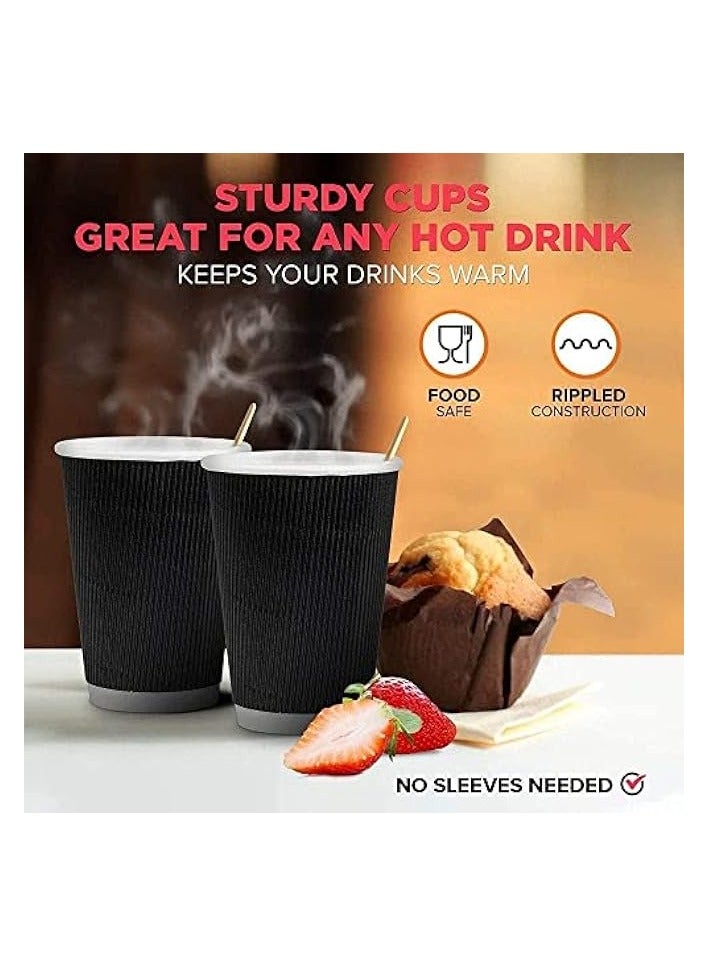 erorex Cup [100 pcs] Double Paper Heat resist Qahwa Disposable 4 oz insulated ripple Cup For Office & Home Black Cup perfect for Events, parties and special occasions  - Image 2