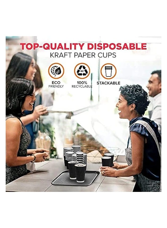 erorex Cup [100 pcs] Double Paper Heat resist Qahwa Disposable 4 oz insulated ripple Cup For Office & Home Black Cup perfect for Events, parties and special occasions  - Image 4