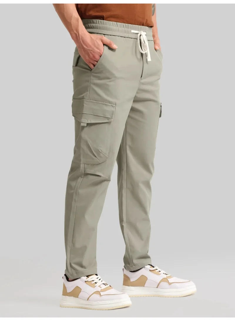 Maniac  Maniac Mens Emboassed Pocket Silver Sege Cotton Blend Baggy Cargo Pant for Men | Best Price UAE