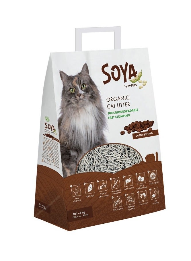 mpets Soya Organic Cat Litter Coffee Scented 10 L – 100% - Image 1