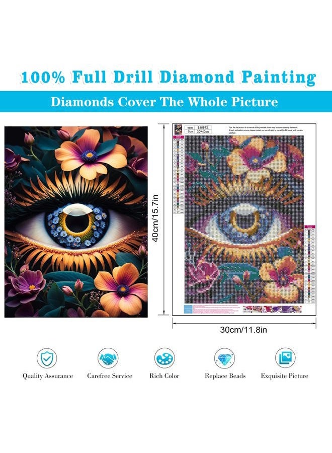 Meothan Eye Diamond Painting Kits for Adults Eyes Diamond Art Kits for Adult Beginners Full Round Drill Flower Diamond Art Painting Gem Art Kits for Home Wall Decor (16x12 inch) - Image 3