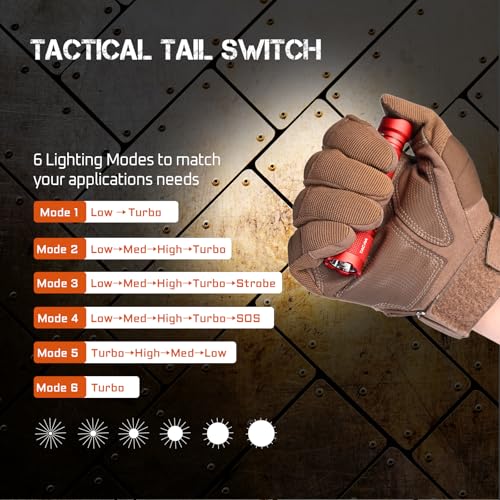 ACEBEAM TAC AA 2.0 Longest-Range AA Flashlight 360 Meters, 900 High Lumens Tactical EDC Flashlight Rechargeable, 6 Modes Pocket LED Flashlight, Super Bright Small Mini Flashlight, Red Color - Image 3