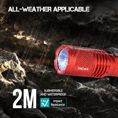 ACEBEAM TAC AA 2.0 Longest-Range AA Flashlight 360 Meters, 900 High Lumens Tactical EDC Flashlight Rechargeable, 6 Modes Pocket LED Flashlight, Super Bright Small Mini Flashlight, Red Color - Image 5