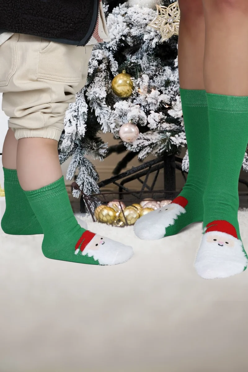 مونو سوكس - Single Bearded Santa Claus Socks with Christmas Gift Box
