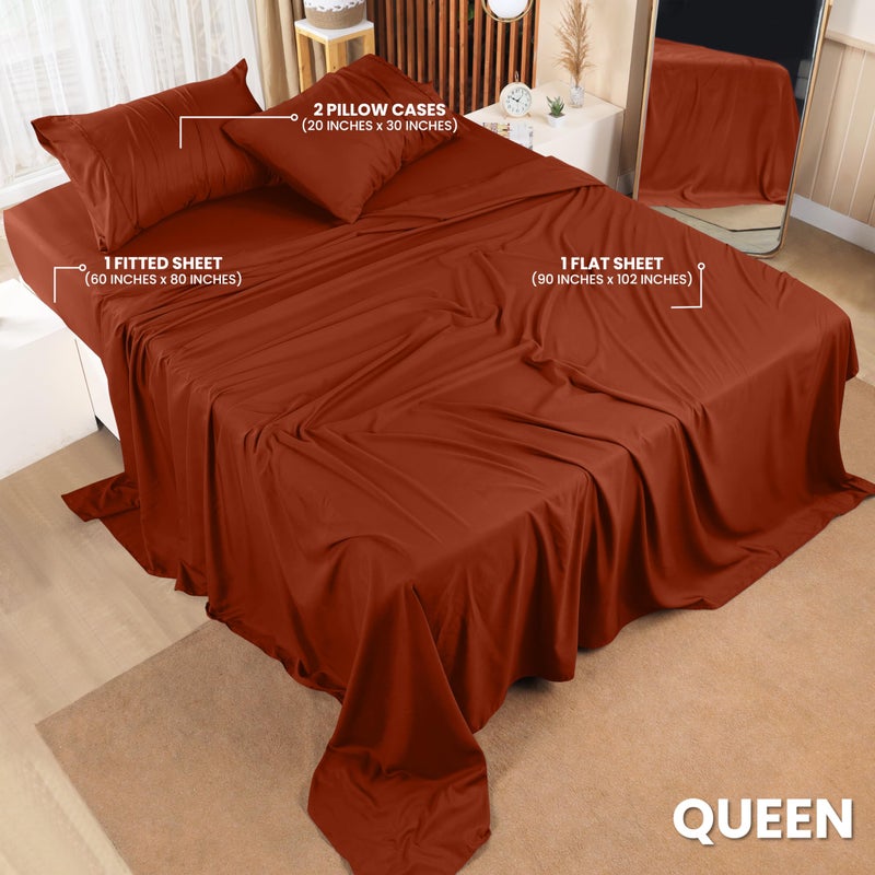 Utopia Bedding Queen Bed Sheets Set - 4 Piece Bedding - Brushed Microfiber - Shrinkage and Fade Resistant - Easy Care (Queen, Terracotta Orange) - Image 2