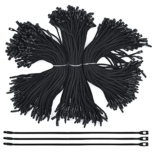 BDS-HOME 300Pcs 7.6inch Cotton Gift Clothing Price Tag String Hang Tag String Hanging Rope Snap Lock Pin Loop Fastener Hook Ties Fast to Attach for Clothes Tags Shoes Snap Lock Luggage Label (Black) - Image 1