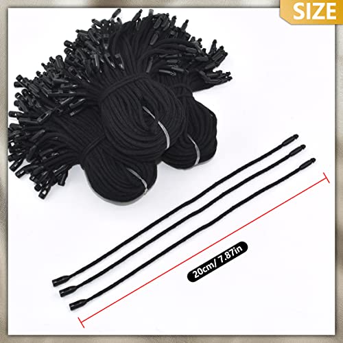 BDS-HOME 300Pcs 7.6inch Cotton Gift Clothing Price Tag String Hang Tag String Hanging Rope Snap Lock Pin Loop Fastener Hook Ties Fast to Attach for Clothes Tags Shoes Snap Lock Luggage Label (Black) - Image 2