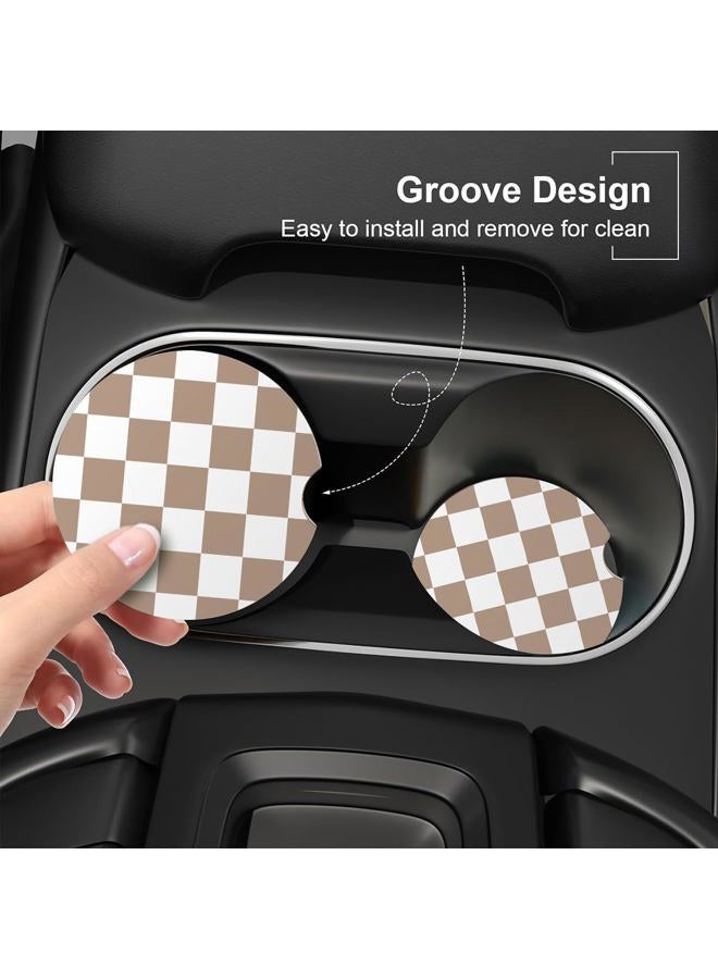 lethooly Absorbent Car Coasters 2 Pack for Cup Holder (Brown) - Image 3