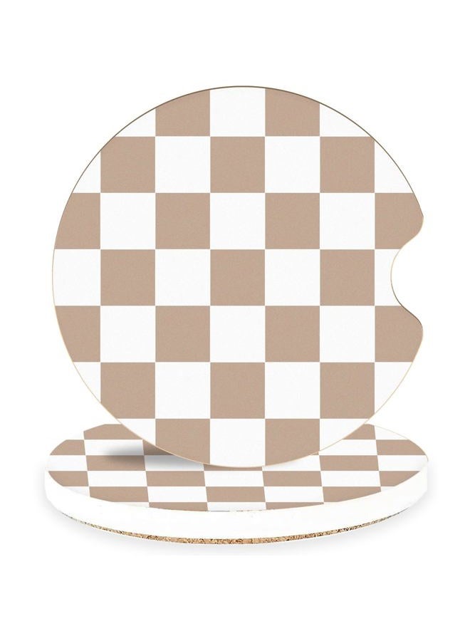 lethooly Absorbent Car Coasters 2 Pack for Cup Holder (Brown) - Image 1