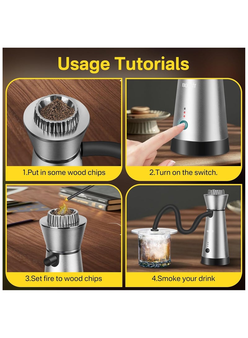 general Cocktail Smoker Kit 4 Flavors Chips Whiskey Smoker Kit with Three Adjustable Modes and Extended Smoking Gun Birthday Bourbon Whiskey Gifts - Image 4