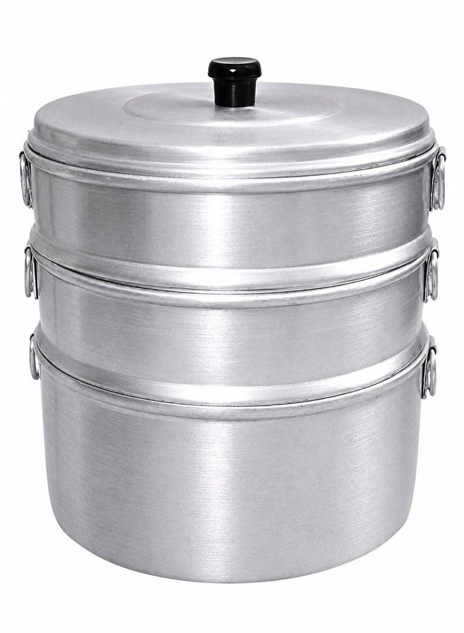 KC Aluminium Momos Steamer 3 Tier Capacity 3 Liters Diameter 8 Inches Silver - Image 2